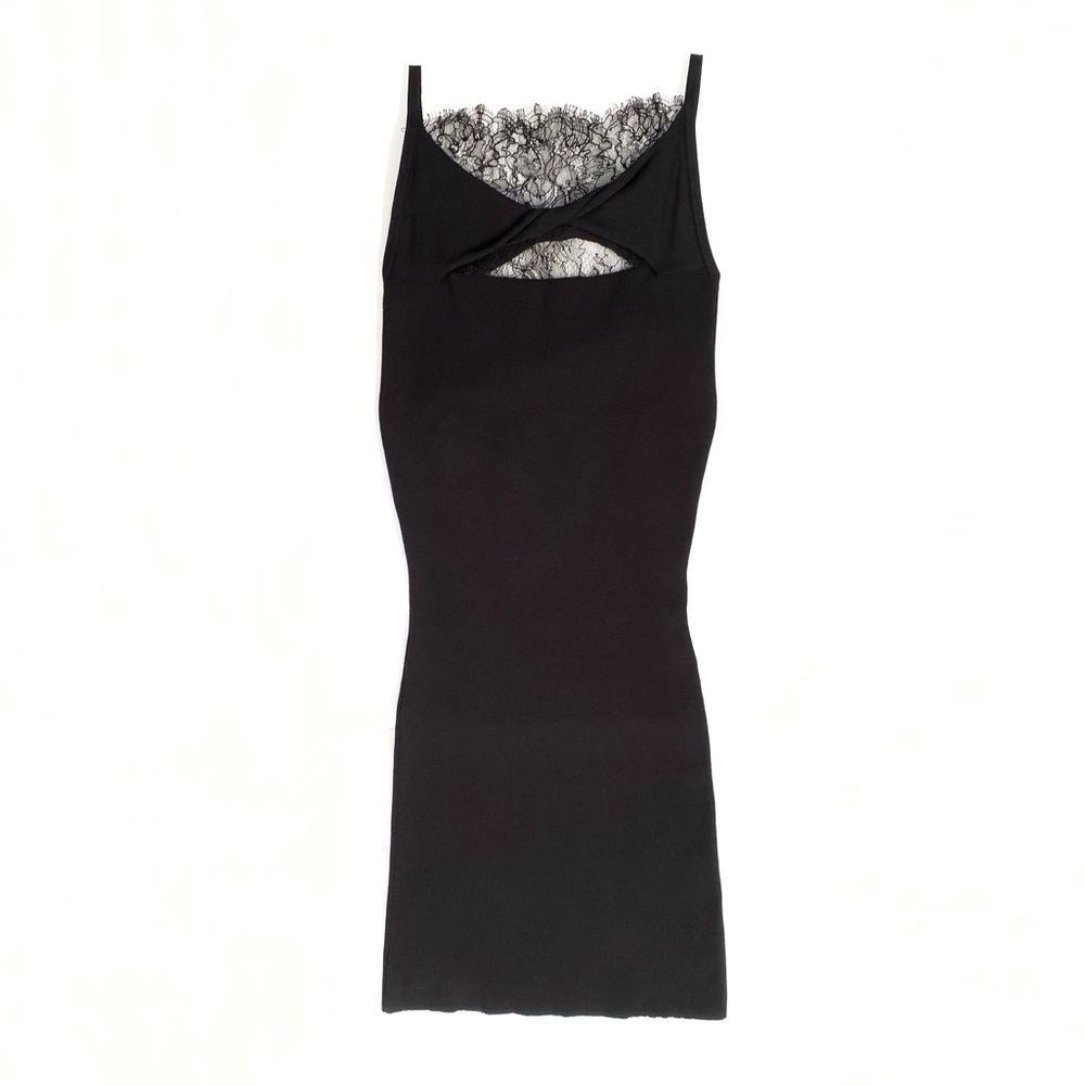 RED VALENTINO sheer lace twist cut out open back knit form fitting midi dress - Picture 5 of 12